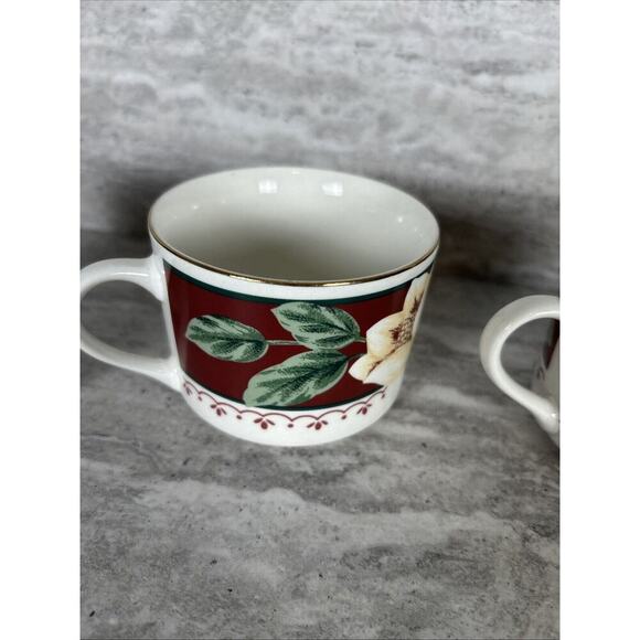 Gibson Everyday China Sweet Magnolia‎ Pattern Cup Mug Set Of 4 - Picture 8 of 16